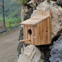 Outdoor Wooden Bird Cage Hanging Carbonized Breeding Box Solid Wood Small Bird House