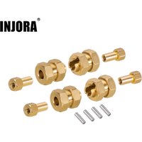 INJORA 4PCS Brass Extended Wheel Hex with Nuts For 1/24 RC Crawler Car Axial SCX24 AX24 Upgrade Parts