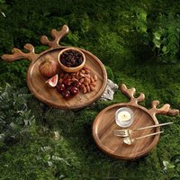 Appetizer Platter Decorative Food Dish Plate with Antler Handle Sushi Dishes Plate Dessert/Snacks/Fruit/Cookies Kitchen Supplies