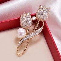 🎊 1Pc Brooch Rhinestone Tulip Flower Brooch Anti-glare Suit Brooch Collar Pin Jewelry