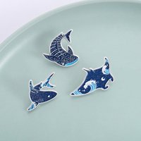 Ocean Whale Shark Rays Brooch Pins Cute Blue Sea Animal Theme Badge Lapel Pin Accessory On Backpack Clothing Ornament Gift For F
