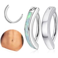 FASACCO 14G Clicker Belly Button Ring for Women Surgical Steel CZ Opal Belly Ring Simple Reverse Navel Rings Body Jewelry