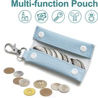Portable Leather Keychain Wallet Handy Snap Closure Coin Pouch Organizer Key Holder Mini Purse Travel Essential