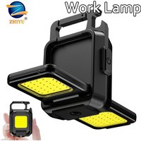 Mini LED Flashlight Keychain Light Double COB Lights USB Rechargeable Work Lights Outdoor Camping Lantern Magnet Work Light