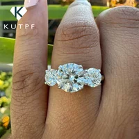 4Carat Moissanite Diamond Engagement Ring with Certificates 925 Sterling Silver Three-Stone Wedding Band for Women Fine Jewerlry