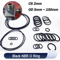 10/50/100Pcs Black NBR O Ring Gaskets CS 2mm OD 5mm ~ 150mm Nitrile Butadiene Rubber Spacer Oil Resistance Sealing Washer