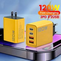 For Samsung Xiaomi Huawei iPhone Oneplus PD 120W Fast Charging Charger Type C USB Mobile Phone Adapter Quick Charge Wall Charger