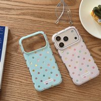 Korean Style Gentle Girly Colorful Polka Dots Shockproof Protective Phone Cover Case for iPhone 17 16 15 14 Pro Ma