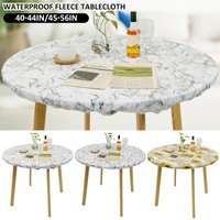 Wasserdichte runde Tischdecke, elastische Fixierungskanten, PVC-Tischdecke, Tischunterlage mit Flanellrückseite, ölbeständig, für Esstisch und Küche