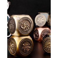 7-in-1 DND Fingertip Spinner Dice Set Metal 3D Polyhedral Rotating Game Dice with Dragon Design for DND Gifts