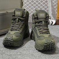 Męskie buty z grubą podeszwą, wysokie, antypoślizgowe i odporne na ścieranie, odpowiednie do wędrówek na świeżym powietrzu i do codziennego noszenia.
