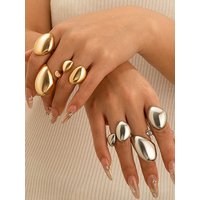 Gothic Exaggerate Oversize Opening Chunky Waterdrop Adjustable Rings Gold Color Glossy Droplet Finger Ring Steampunk Jewelry New
