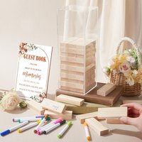 Guestbook Kit with Pen Rustic Wedding Guestbook Alternative Set with Wooden Block Acrylic Box Bridal Shower Party Reception