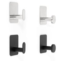 Stainless Steel Black Adhesive Wall Hooks Kitchen Bathroom Shower Clothes Towel Hanging Hook Metal Door Hanger to Hang Key Bag