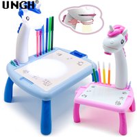 UNGH Children led projector drawing table toy painting set table educational board learning tools painting toys for children