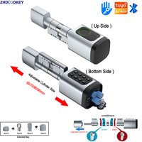 EU Cylinder Lock App Keyless Fingerprint Code IC Card Digital Keyboard Smart Door Lock with TT or Tuya & Adjustable Size 60-90mm