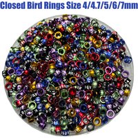 40Pcs Digital Bird Foot Rings Inner Diameter 4/4.7/5/6/7mm Aluminum Pigeon Parrot Identification Rings Random Number Mix Color