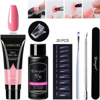 15ml Poly Nail Gel Complete Set for Nail Extension Glitter Solid Color Gel Polish Kit Quick Extension Gel Soak Nail Art DIY Nail
