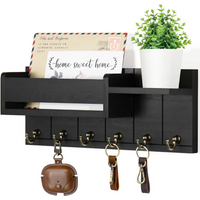 Decorative Key Rack Wall Mounted Wood Key Rack And Mail Organizer With 6 Key Hooks Convenient Living Room Enterway Storage Rack