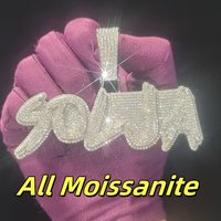 Custom 925 Silver Moissanite Pendant Iced Out Lab Diamond Letters Jewelry Personalized Laser Engraving Hip Hop Christmas Gifts