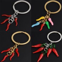 1Pc Stainless Steel Korean Women Lucky Horn Italian Cornicello Pendant Keychain Jewelry Funny Vegetable Hot Pepper брелок Bulk
