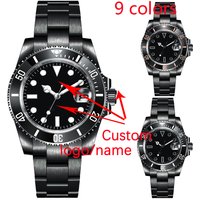 Custom Luxury Sapphire Crystal NH35 Miyota Automatic Mechanical Watch Black PVD Men's Watch 10Bar Swimming Date Male Clock