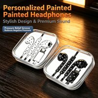 Lightweight Star Printed Type-C Earphones Noise Reduction Comfortable Wired Headphones with Control for Gaming Music Daily Use