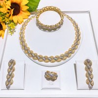 New Arrival Simple Two Tone American Zirconia Jewelry Set Fabulous Charming Fine Necklace Bracelet Earrings Ring Set For Wedding