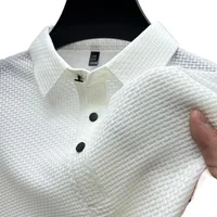Summer New Men's Lop-up Hollow Short-sleeved Polo Shirt Ice Silk Brand Clothes Breathable Business Fashion T-Shirt Male Upto 6XL