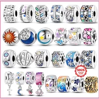 Original 2026 New 925 Sterling Silver Beads Star Moon Sun Fixed Clip Charm Fit Original Bracelet DIY Women Jewelry Gift