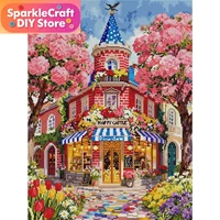 1pc frameless 5D DIY Diamond Painting Kit - Blossom Happy Castle Design Full Square+Drills Adult Arts & Crafts 45cm X 60cm