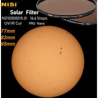 Nisi Solar Filter ND100000 5.0 16.6 Stops 77Mm 82Mm 95Mm High-Precision UV/IR Cut ND Filter for Solar Eclipse Photography