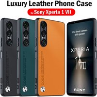 For Sony Xperia 1 VII Case Luxury Fiber Texture PU-Leather Protection Plastic Hard Cover for Sony Xperia1 VII Capa Fundas