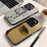 Cute Y-Yoshitomo Nara Phone Case For iPhone 17,16,15,14,13,12,X,8,Pro,Max,Plus,E,SE4,Air,Mini IMD Matte Black