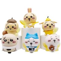 6 Pcs Chiikawa Anime Cartoon Kawaii Hachiware Usagi Blind Box Happy Partner Figure Desktop Doll Ornaments Gift Send To Friends