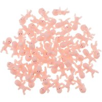 50 Pieces Mini Plastic Baby Party Favor Supplies for Baby Shower and Ice Cube Game, 1 Inch (3 Colors to Choose)