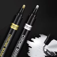 1-5Pcs Chrome Paint Marker Reflective Liquid Mirror Paint Pen 2mm Silvery Ink For DIY Car Styling Model Metal Wood Plastic Stone