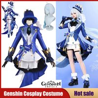 Game Genshin Impact Cosplay Costumes Fontaine Furina Focalors COS Hat Wig Shorts Uniform Carnival Christmas Party Women's Suits