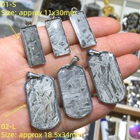 1 Pc Fengbaowu Natural Iron-Nickel Gibeon Meteorite Pendant Stainless Steel Rectangle Reiki Healing Stone Jewelry Gift Men Women