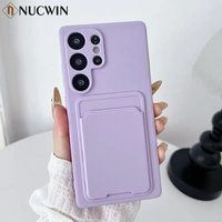 Luxury Card Bag Wallet Case for Samsung Galaxy S26 Ultra S24 23 22 S25 Ultra Plus S24FE NOTE10 Ultra Thin Shockproof Soft Cover