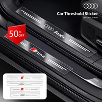 4pcs Car Door Sill Bumper Protector Emblems 3D Stickers Car Styling For Audi A3 A4 A5 A6 A7 A8 Q2 Q3 Q5 Q7 Q8 S7 S8 S3 S4 RS5