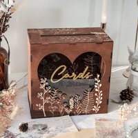 OurWarm Wedding Card Box for Party, Wooden Wedding Card Box, Rustic Wedding Card and Money Box for Wedding Decoration Birthday