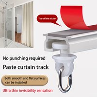 Self Adhesive Curtain Track No Drilling Splicing Curtain Rail Ceiling Wall Mount Room Divider Shower Rod for Window RV Bedroom