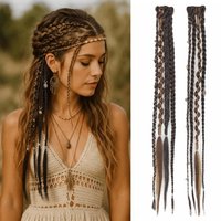 Bohemia Clip in Hair Extensions Handmade Synthetic Weaving 16 Inches Clip-on Long Braid Fairy Hair Synthetic Hair Extensions