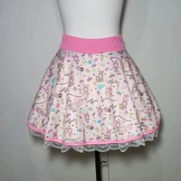 Japanese Mini Skirt Women Sweet Kawaii Cartoon Anime Print Lolita Skirt Cute A-line Lace Patchwork Skirts Y2k Harajuku Clothes