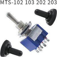 3/6Pin MTS-102/103/202/203 Toggle Switch ON-OFF-ON / ON-OFF AC 125V/6A 250V/3A Waterproof Cap