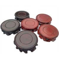 Home Round Planters Stand Ornaments Display Wooden Plant Caddy Stand Fish Tank Vase Seat Flower Pot Tray Garden Supplies