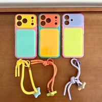 Fashion Dopamine Color Collision Candy Color Splicing With Lanyard Shockproof Phone Cover Case for iPhone 17 16 15 Pro Max