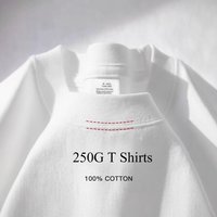 100% Cotton GSM 250G Men T Shirts Summer Heavy Weight Solid Color Round Neck Short Sleeve Basic Tops Men T Shirt