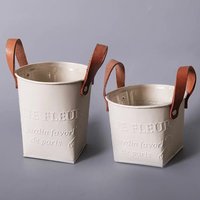 Barrels Garden Decoration Tin Flower Pots Basket Vintage Artificial Pastoral Style Metal Vases Craft for Storage Home Decor
